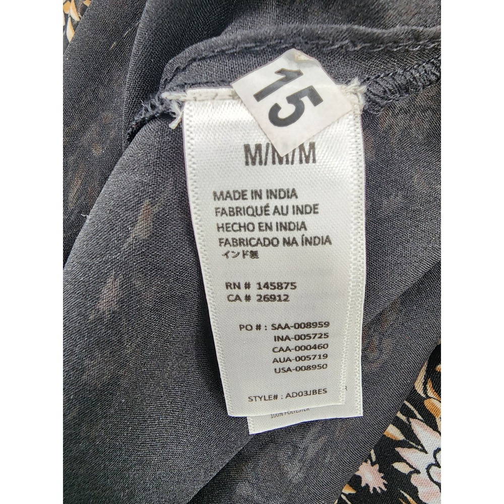 Amuse Society Floral Maxi Dress M Black Bell Sleeve Tie Front Boho AD03JBES NEW - Picture 12 of 15